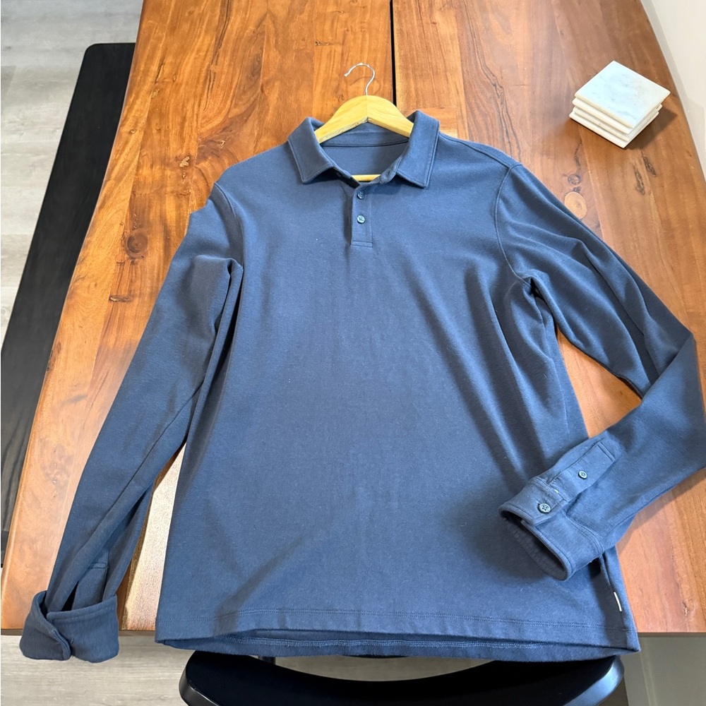 VUORI BUTTON TEE long sleeve blue